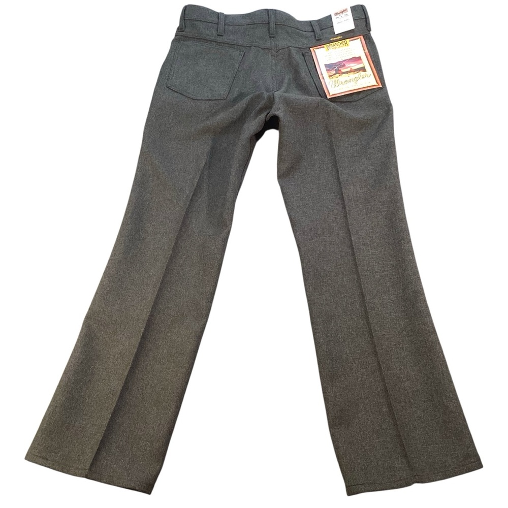 Vintage Men’s Wrangler Grey Wrancher Polyester Boot Jeans 36x30 NWT 90s Cowboy